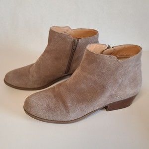 SOLE SOCIETY Taupe/ Beige Suede Leather Boots Ankle Bootie SO-BREYON Size 9-1/2